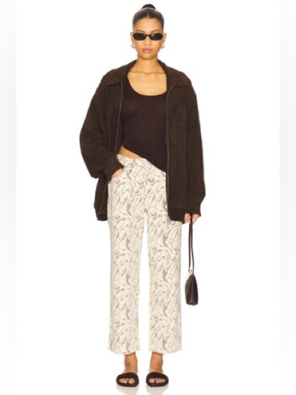 AMO Billie Wide Leg Jeans in Savanna Squirl Print Size 24